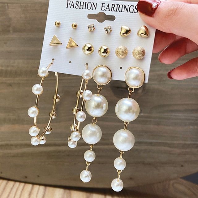 NandE Pearl Earrings Set