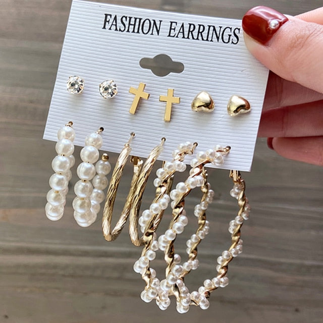 NandE Pearl Earrings Set