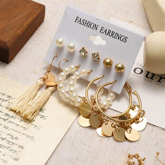 2022 Vintage Pearl Metal Earrings Set