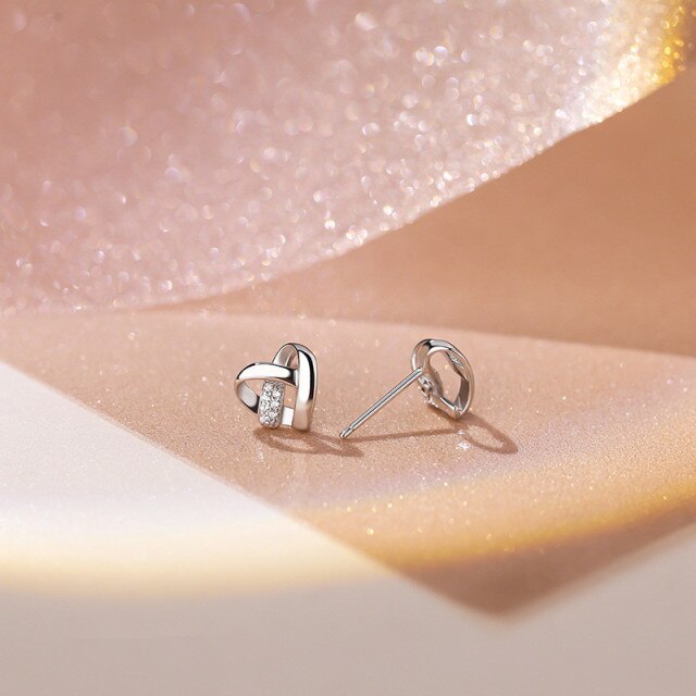 2022 Sterling Silver Heart Stud Earrings