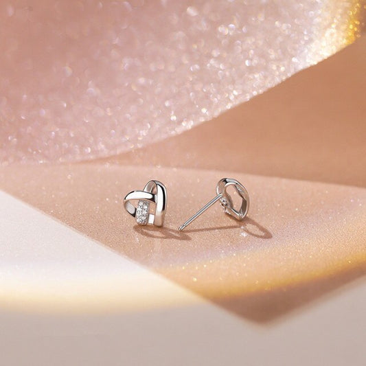 2022 Sterling Silver Heart Stud Earrings